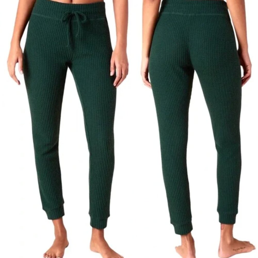 Beyond Yoga Living Easy Waffle Knit Pant XL Green Stretch Drawstring Pants